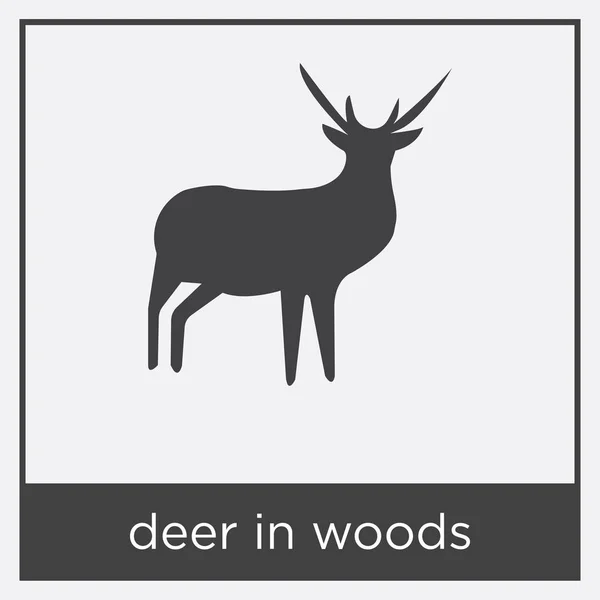 森の中のアイコンが白い背景で隔離の鹿 — ストックベクタ