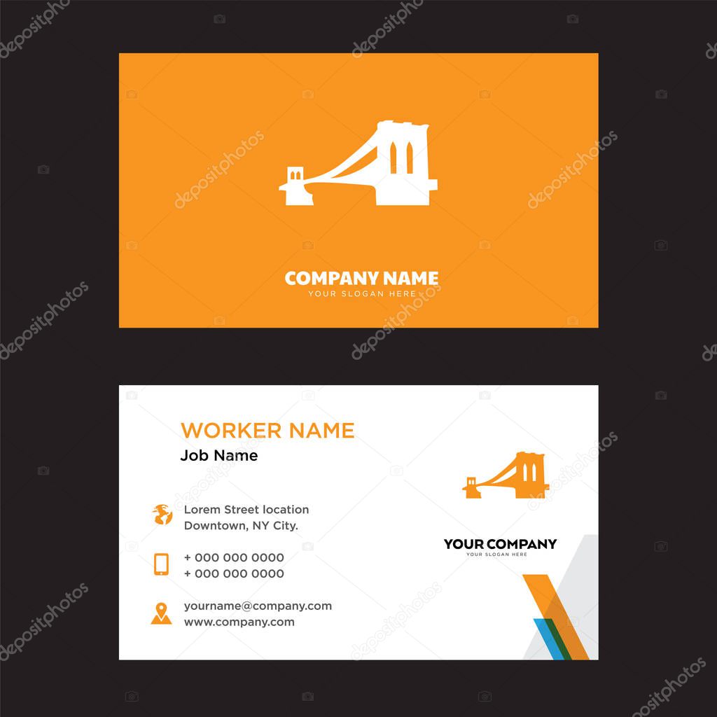 Brooklyn bridge business card design template, Visiting for your company, Modern Creative and Clean identity Card Vector