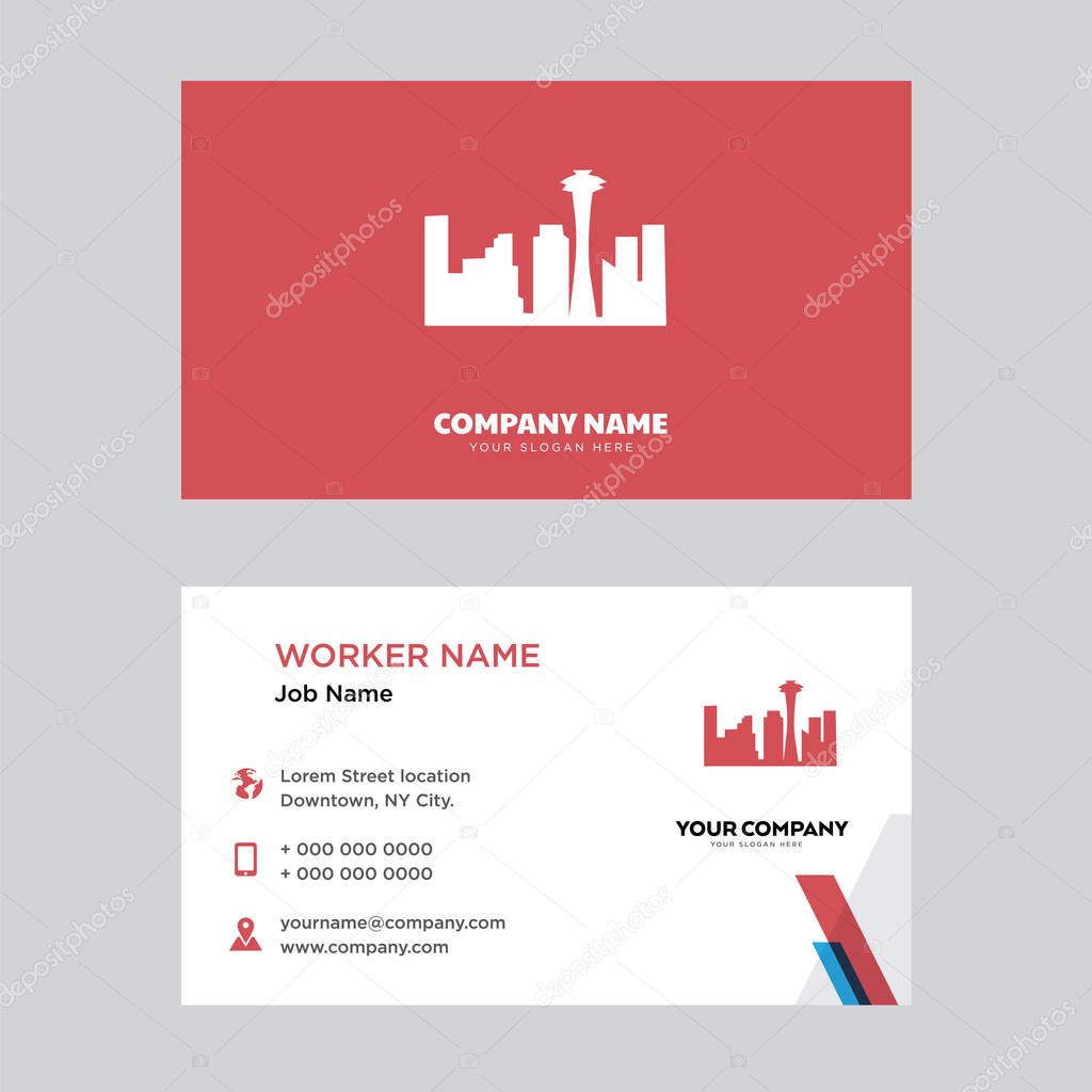 Black space needle business card design template, Visiting for your company, Modern Creative and Clean identity Card Vector