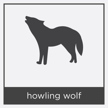 Beyaz arka plan üzerinde izole uluyan kurt simgesi