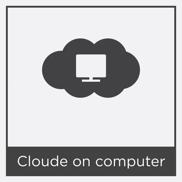 Nuage sur l'icône de l'ordinateur isolé sur fond blanc — Image vectorielle