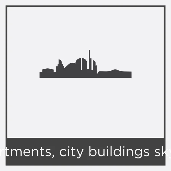 Διαμερίσματα πόλης κτίρια στον ορίζοντα εικονίδιο απομονώνονται σε λευκό φόντο — Διανυσματικό Αρχείο