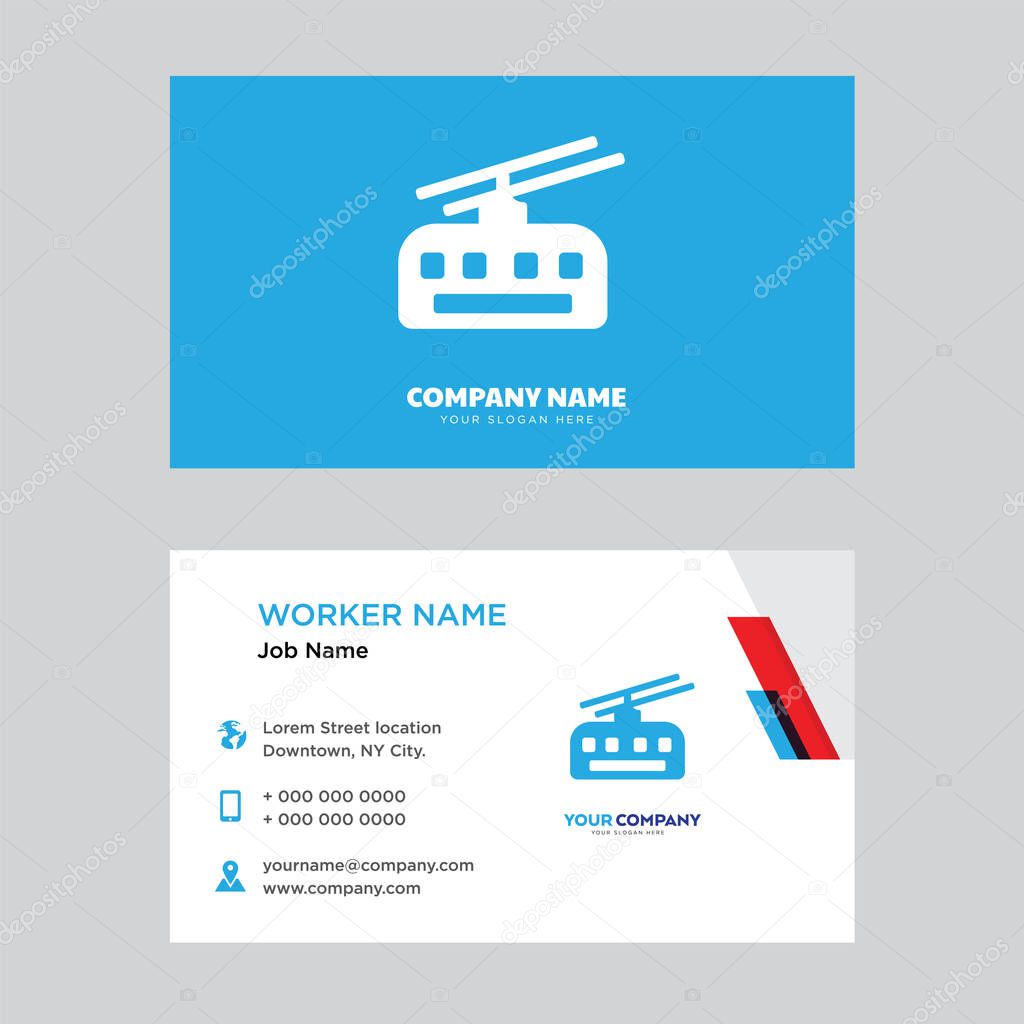Cable car business card design template, Visiting for your company, Modern horizontal identity Card Vector