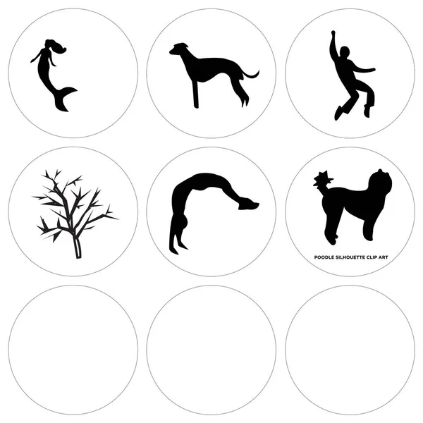 Conjunto de 9 iconos editables simples como caniche, backflip, cielo de Cleveland — Archivo Imágenes Vectoriales