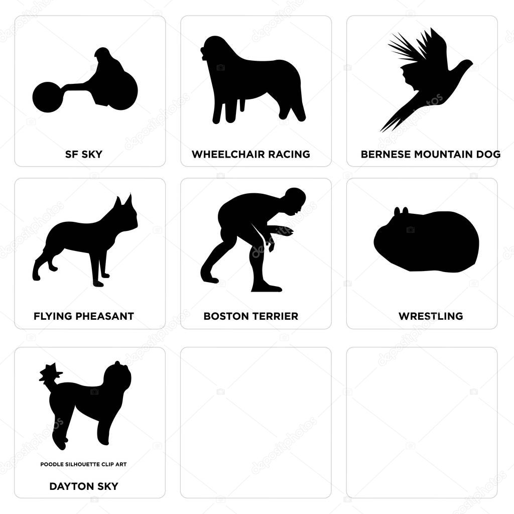Set Of 9 simple editable icons such as poodle, guinea pig, dayton sky