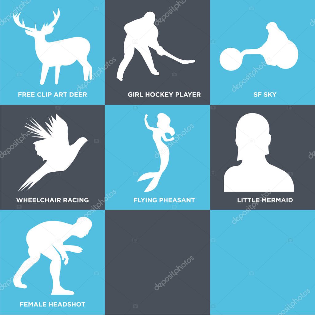 Set Of 9 simple editable icons such as pittsburgh sky, wrestling, female headshot