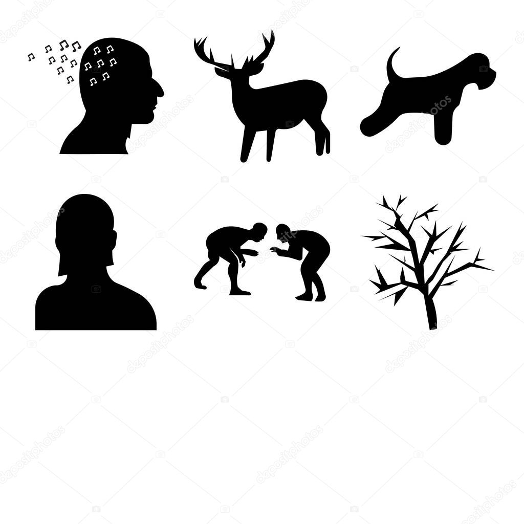 Set Of 9 simple editable icons such as mesquite tree, wrestling, female headshot