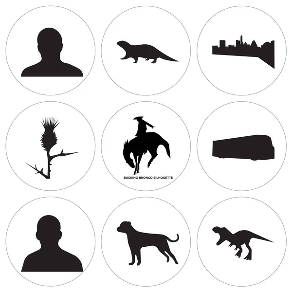 Conjunto de 9 iconos editables simples, tales como, bulldog americano , — Archivo Imágenes Vectoriales