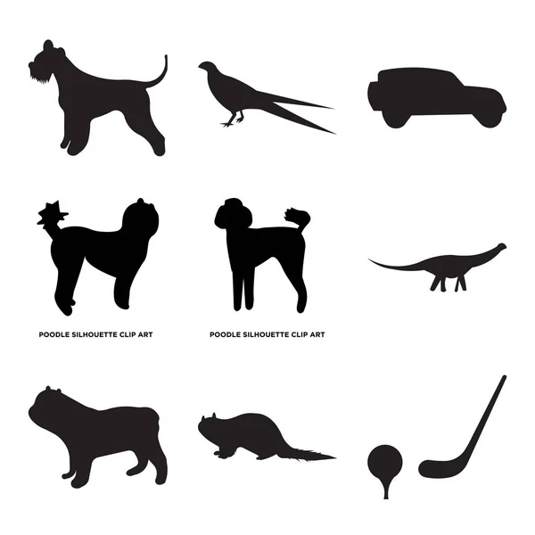 Conjunto de 9 iconos editables simples, tales como, nutria, bulldog Inglés — Archivo Imágenes Vectoriales
