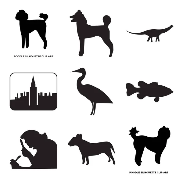 Set van 9 eenvoudige bewerkbare pictogrammen zoals poedel, pitbull, — Stockvector