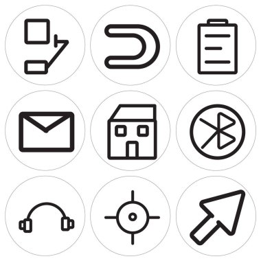 9 set imleç, hedef, kulaklık gibi basit düzenlenebilir simgeleri