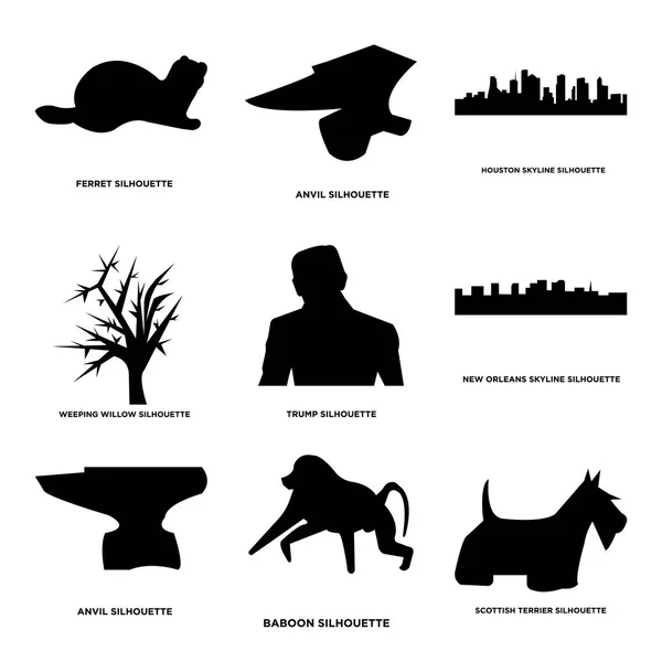 Set de 9 icônes modifiables simples telles que terrier écossais, babouin, enclume — Image vectorielle