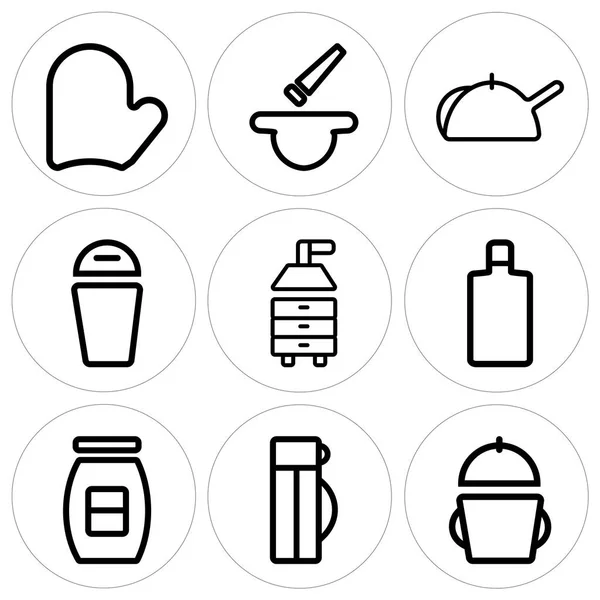 Set di 9 semplici icone modificabili come Pot, Thermo, Conservare — Vettoriale Stock