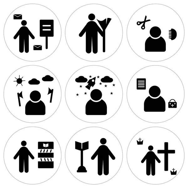 Conjunto de 9 iconos editables simples como Sacerdote, Cirujano, Bibliotecario — Vector de stock