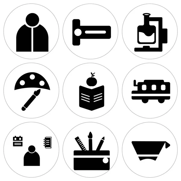 Conjunto de 9 iconos editables simples como Mortarboard, Mochila, Estudiante — Vector de stock