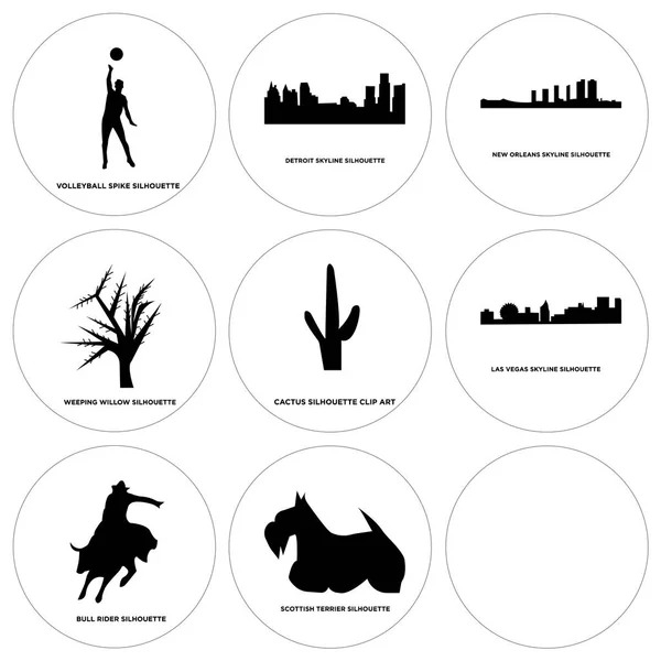 Set Of 9 simple editable icons such as scottish terrier, car, bull rider Royalty Free Stock Vectors