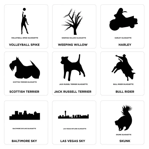 Set Of 9 simple editable icons such as skunk, las vegas sky, baltimore sky Royalty Free Stock Vectors