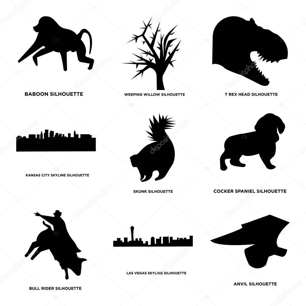 Set Of 9 simple editable icons such as anvil, las vegas sky, bull rider