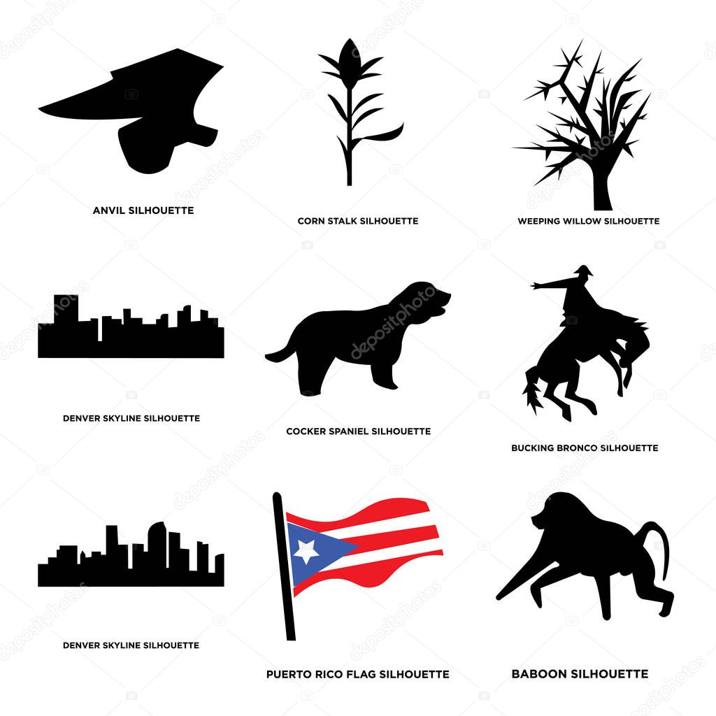 Set Of 9 simple editable icons such as baboon, puerto rico flag, denver sky