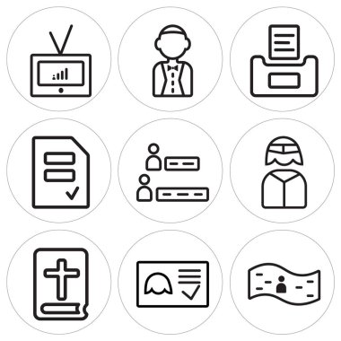 9 set gibi Banner, oy, İncil'deki basit düzenlenebilir simgeleri