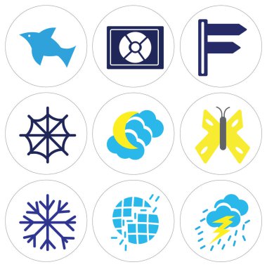 9 set fırtına bulutu, dünya, kırık kar gibi basit düzenlenebilir simgeleri