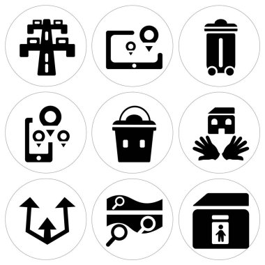 9 set tuvalet, harita, açmak gibi basit düzenlenebilir simgeleri