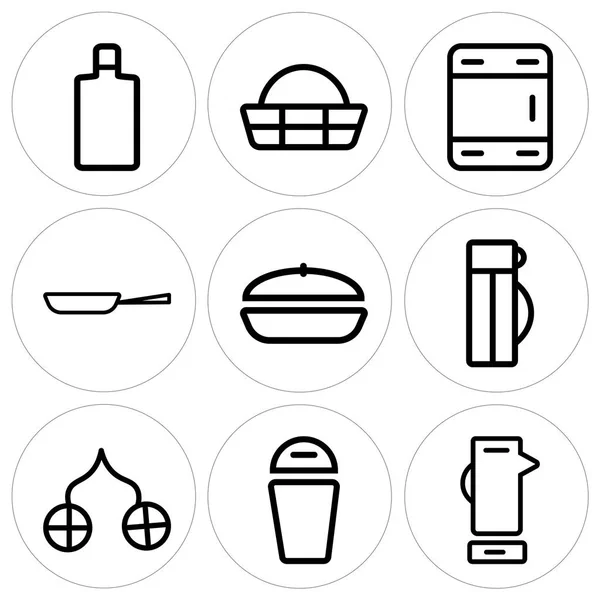 Set di 9 semplici icone modificabili come Mixer, Cestino, Asciugamano — Vettoriale Stock