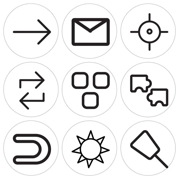 Набор из 9 простых редактируемых значков, таких как Push pin, Sun, Magnet — стоковый вектор