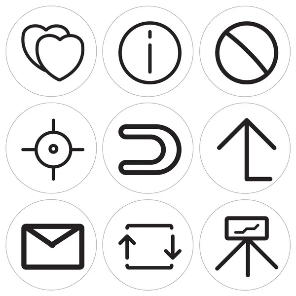 Набор из 9 простых редактируемых значков, таких как презентация, экспорт, конверт — стоковый вектор