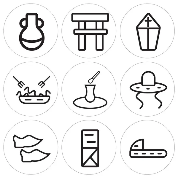 Set de 9 iconos editables simples como Zapatos, Kimono, Zapatos — Archivo Imágenes Vectoriales