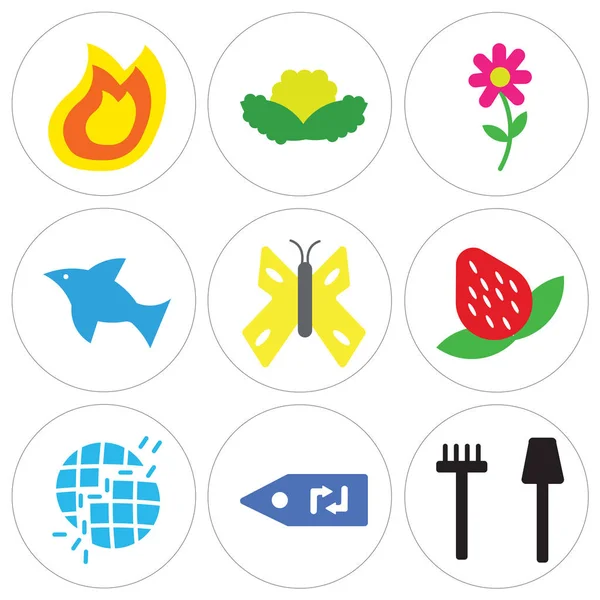 Conjunto de 9 iconos editables simples como herramientas de jardín, etiqueta de reciclaje, tierra rota — Vector de stock