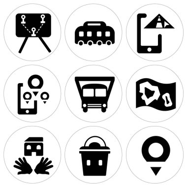 9 set yer tutucu, beslenme çantası, ev gibi basit düzenlenebilir simgeleri