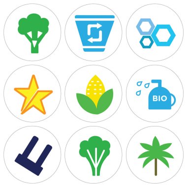 9 set basit düzenlenebilir simgeler gibi iki palmiye ağaçları, büyük ağaç büyük ekolojik ampul