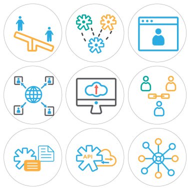 9 set ağ, API, dosya gibi basit düzenlenebilir simgeleri