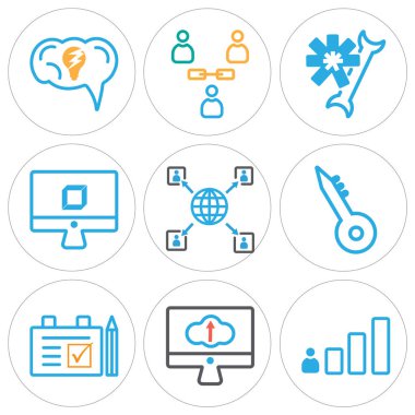 9 set podyum, monitör, pano gibi basit düzenlenebilir simgeleri