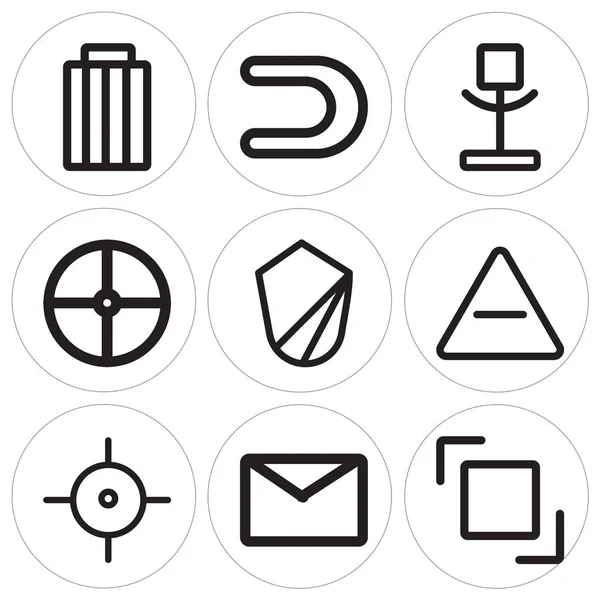 Set van 9 eenvoudige bewerkbare pictogrammen zoals laag, envelop, Target — Stockvector