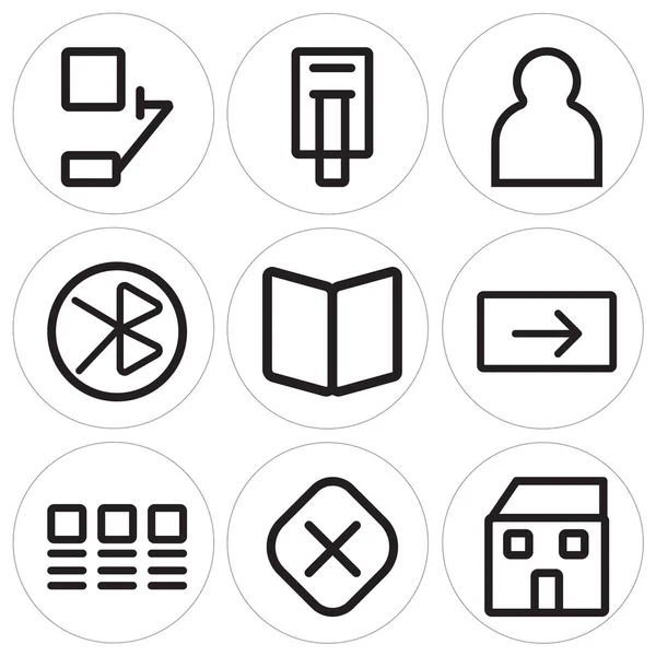 Conjunto de 9 ícones editáveis simples, como Home, Cancelar, Tela — Vetor de Stock