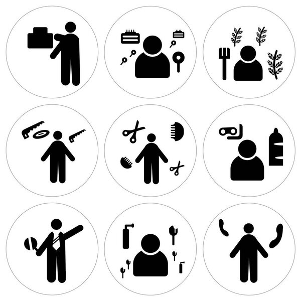 Set Of 9 simple editable icons such as Receptionist, Maid, traffic police