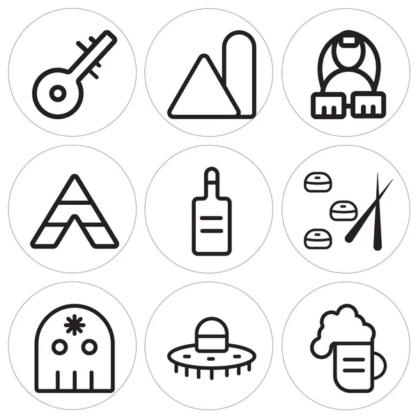 Set Of 9 simple editable icons such as Beer, Hat, Skull — Stock Vector