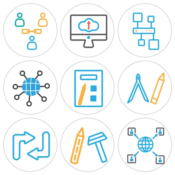 9 set ağ, kalem, Transfer gibi basit düzenlenebilir simgeleri