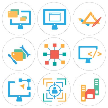 9 set disket, hedef, grafik de gibi basit düzenlenebilir simgeleri