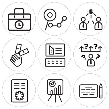 9 set anlaşması, sunum, ilke gibi basit düzenlenebilir simgeleri