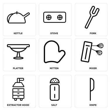 9 set bıçak, tuz, Extractor hood gibi basit düzenlenebilir simgeleri