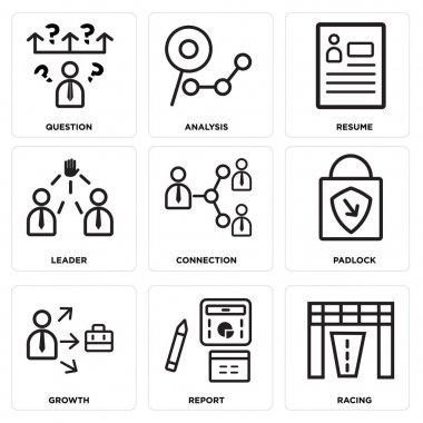 9 set yarış, rapor, büyüme gibi basit düzenlenebilir simgeleri