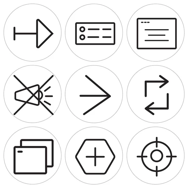 Набор из 9 простых редактируемых значков, таких как Focus, Add, Tab — стоковый вектор