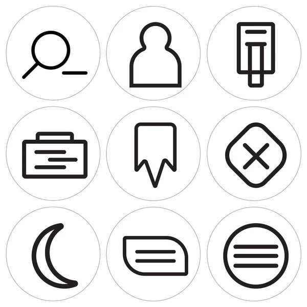 Állítsa be a 9 egyszerű szerkeszthető ikonok, mint a menü, fájl, Hold — Stock Vector