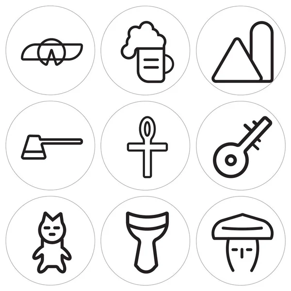 Set Of 9 simple editable icons such as Hat, Djembe, Cat — Stock Vector