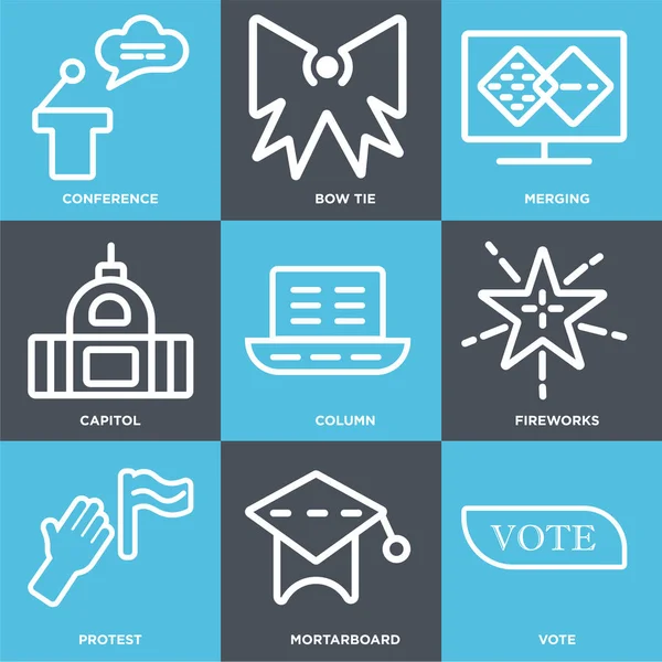 Set di 9 semplici icone modificabili come Voto, Mortarboard, Protesta — Vettoriale Stock