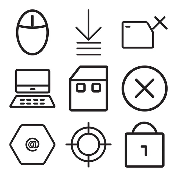 Set di 9 semplici icone modificabili come Locked, Web, Arroba — Vettoriale Stock
