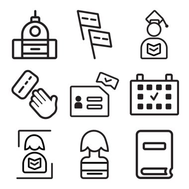 9 set gazete, aday, gazete gibi basit düzenlenebilir simgeleri